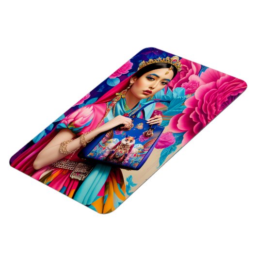 Floral mode prinses met handtas magneet (Linkerzijde)