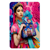 Floral mode prinses met handtas magneet (Verticaal)
