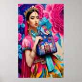 Floral mode prinses met handtas poster (Voorkant)