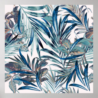 Floral mode tropisch  patroon met palm poster