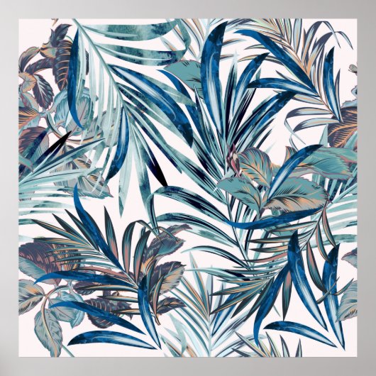 Floral mode tropisch  patroon met palm poster (Voorkant)