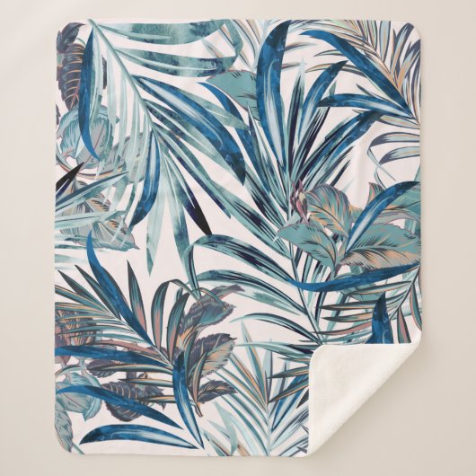 Floral mode tropisch  patroon met palm sherpa deken (Voorkant)