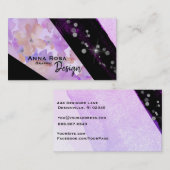 *~* Floral Modern Abstract Glitter Geometric Black Visitekaartje (Voorkant / Achterkant)