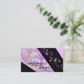 *~* Floral Modern Abstract Glitter Geometric Black Visitekaartje (Staand voorkant)
