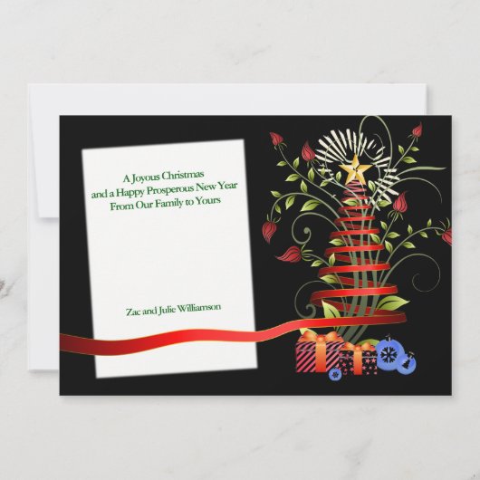 Floral Modern Art kerstboomfoto Feestdagenkaart (Achterkant)