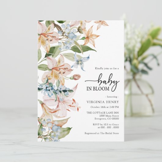 Floral Modern Baby shower Kaart (Staand voorkant)