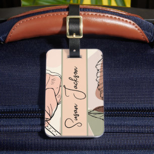 Floral modern Bagagelabel met pekelkleurig