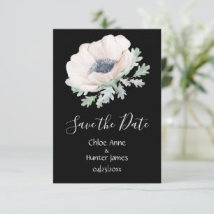 Floral Modern Black Chic Simple Save The Date