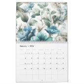 Floral modern blauw meisjesachtig stijlvol kalender (Feb 2026)