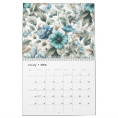 Floral modern blauw meisjesachtig stijlvol kalender (Jan 2026)