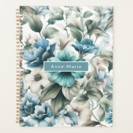 Floral modern blauw meisjesachtig stijlvol planner