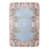 Floral Modern  blauwe roze roze Waterverf Badmat (Voorkant Verticaal)