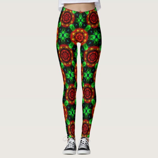 Floral Modern Boho Elegant Abstract Pattern #504 Leggings (Voorkant)