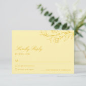 Floral Modern Butter Yellow Wedding RSVP Card (Staand voorkant)