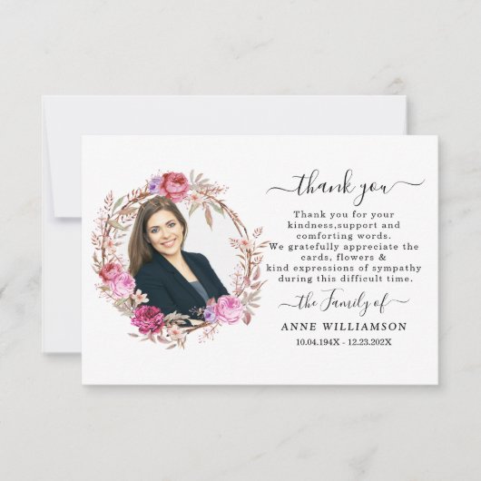 Floral Modern Chic Funeral Bedankt (Voorkant)
