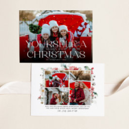 Floral Modern Christmas Volledige foto Feestdagenkaart