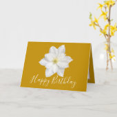 Floral Modern Clematis Flower Gold Birthday Kaart (Gele Bloem)