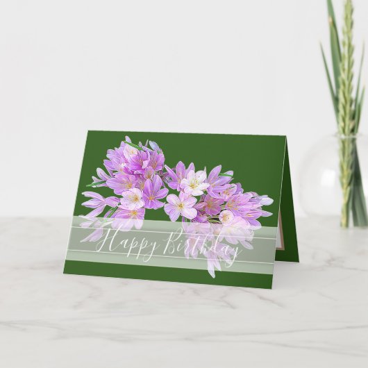 Floral Modern Crocus Flower Bouquet Pink Birthday Kaart (Voorkant)