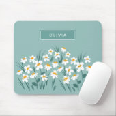 Floral modern dagenblauw meisje muismat (Met muis)