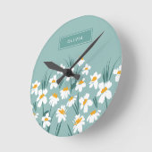 Floral modern dagenblauw meisje ronde klok (Hoek)