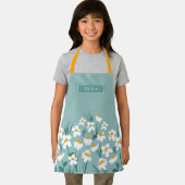 Floral modern dagenblauw meisje schort (Insitu)