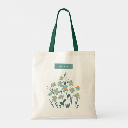 Floral modern dagenblauw meisje tote bag (Achterkant)