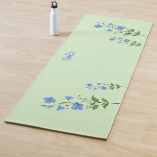 Floral modern daisy blue girly elegant stylish  yogamat