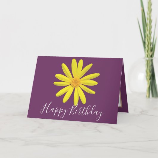  Floral Modern Daisy Flower Paars Birthday Kaart (Voorkant)