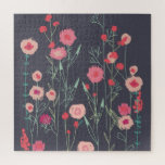 Floral Modern Dark Legpuzzel<br><div class="desc">Moderne Bohemen botanciale kunst.  boho loste roze bloemschilderij op een donkergrijze achtergrond. Originele kunst van Nic Squirrell. Geïnspireerd door wilde bloemen die groeien in Plymouth.</div>