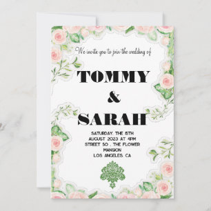 Floral Modern Eenvoudig Elegant Kleurrijke Bruilof Kaart