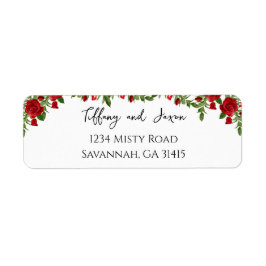 Floral Modern Elegance Lovely Red Address Etiket