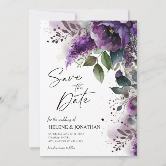 Floral Modern Elegant Botanische Tuin Bruiloft Save The Date (Voorkant)