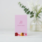 Floral Modern Elegant Monogram Verticale Rozen Chi Visitekaartje (Staand voorkant)
