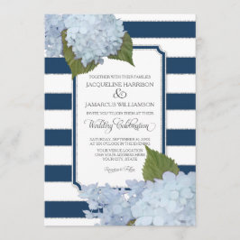 Floral Modern Elegant Navy White Stripe Kaart
