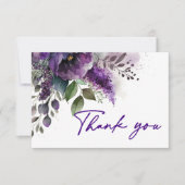Floral Modern Elegant Paars Weddenschap Dank je Bedankkaart (Voorkant)