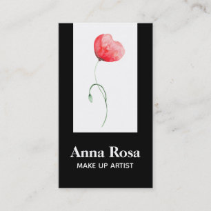 *~* Floral Modern Elegant Red Poppy Feminine Chic Visitekaartje