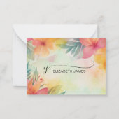 Floral Modern Elegant Script Monogram Initialen Notitiekaartje (Voorkant)