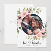 Floral Modern Elegant Weddenschap Foto Bedankkaart (Voorkant / Achterkant)