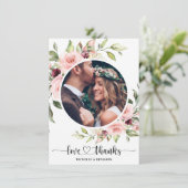 Floral Modern Elegant Weddenschap Foto Bedankkaart (Staand voorkant)