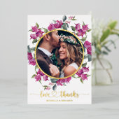 Floral Modern Elegant Weddenschap Foto Folie Uitnodiging (Staand Voorkant)