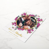 Floral Modern Elegant Weddenschap Foto Folie Uitnodiging (Gedraaid)