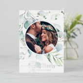 Floral Modern Elegant Weddenschap Foto Folie Uitnodiging (Staand Voorkant)