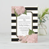  Floral Modern Elegant Zwart Wit Streep Kaart (Staand voorkant)