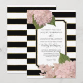  Floral Modern Elegant Zwart Wit Streep Kaart (Voorkant / Achterkant)