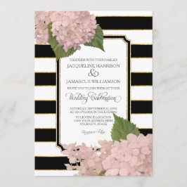 Floral Modern Elegant Zwart Wit Streep Kaart