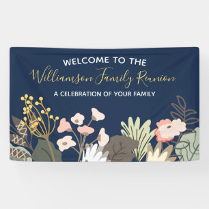 Floral Modern Family Reunion Welkom Spandoek