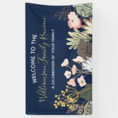 Floral Modern Family Reunion Welkom Spandoek (Verticaal)