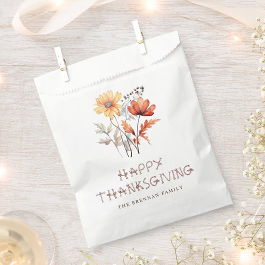Floral Modern Friendsgiving Thanksgiving Party Bedankzakje