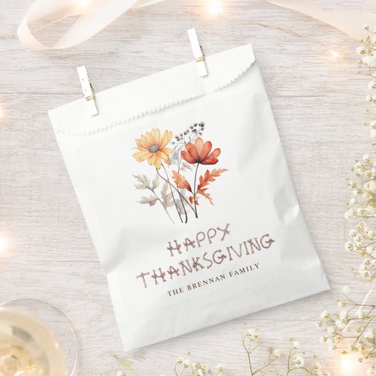 Floral Modern Friendsgiving Thanksgiving Party Bedankzakje (Geknipt)