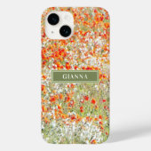 Floral Modern Girly Wild Flowers Stylish Name Case-Mate iPhone Case (Achterkant)